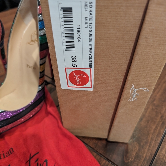 Gorgeous Christian Louboutin So Kate Stripey Glitter Multi Sz 38.5/ 8 - Picture 15 of 16